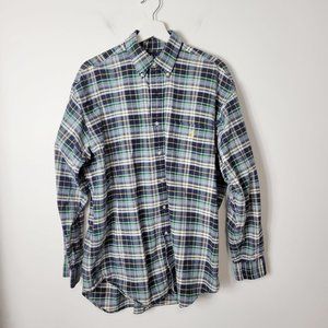 Ralph Lauren The Big Shirt Size M Plaid Button Down Shirt Yellow Pony